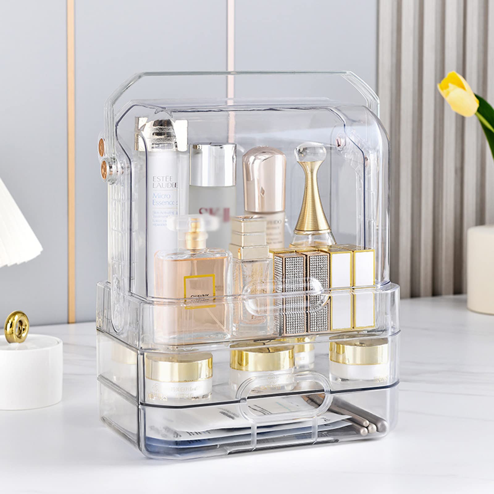 Rangement de Maquillage,Organisateur de Soins de la Peau,boîte de Rangement de cosmétiques en Plastique Transparent,Organisateur de Maquillage de comptoir