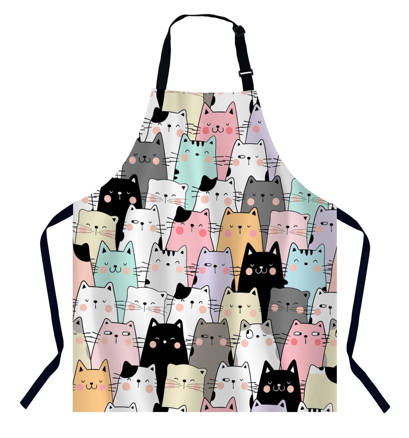 BGBDEIA Cute Cats Apron Adjustable Neck Bib Apron for Men Women,Suitable for Kitchen Cooking Waitress Chef Apron — image 1