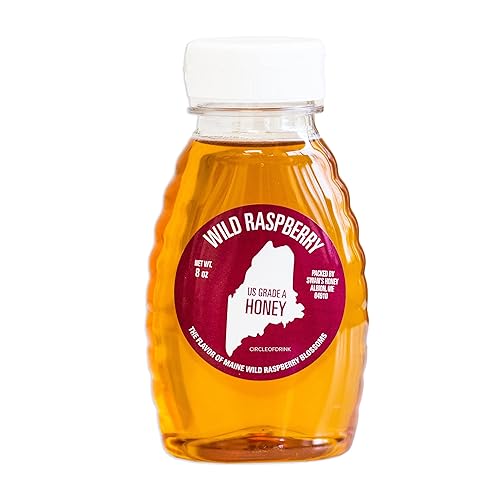 Miel de frambuesa silvestre de cisne Jammy, afrutado, notas frescas de guayaba Miel de grado A de Estados Unidos Botella exprimible de 8 onzas (1