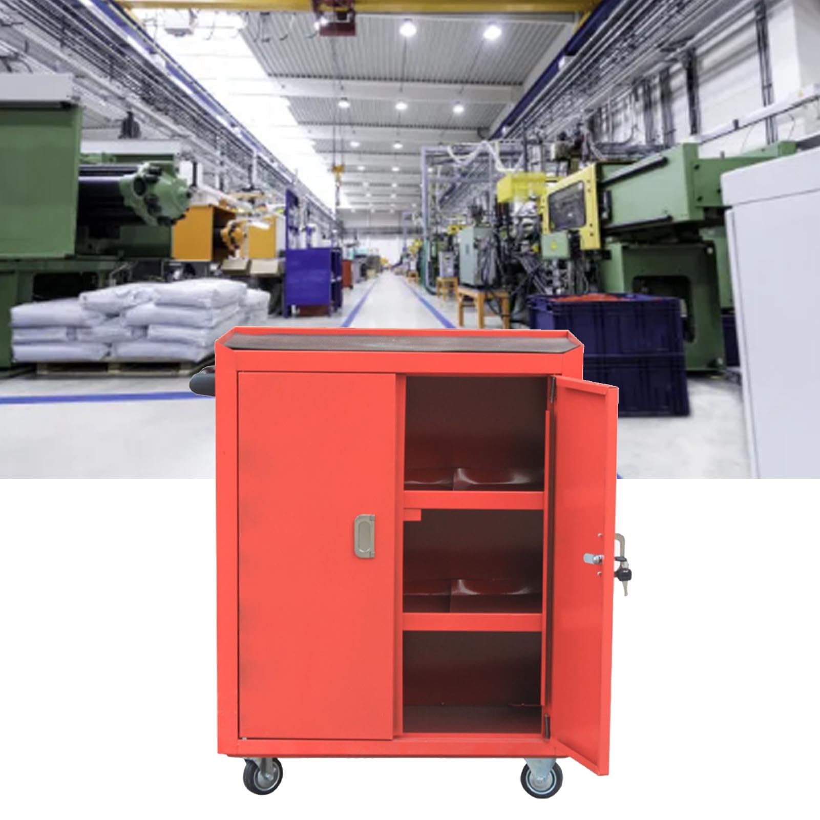 Yosoo Health Gear Cassetta Portautensili con Rotelle, Armadio Portautensili in Lamiera Zincata con Cassetti Multistrato, Cassetta Compatta con Ruote per Officina, Garage, Riparazione, Organizer per