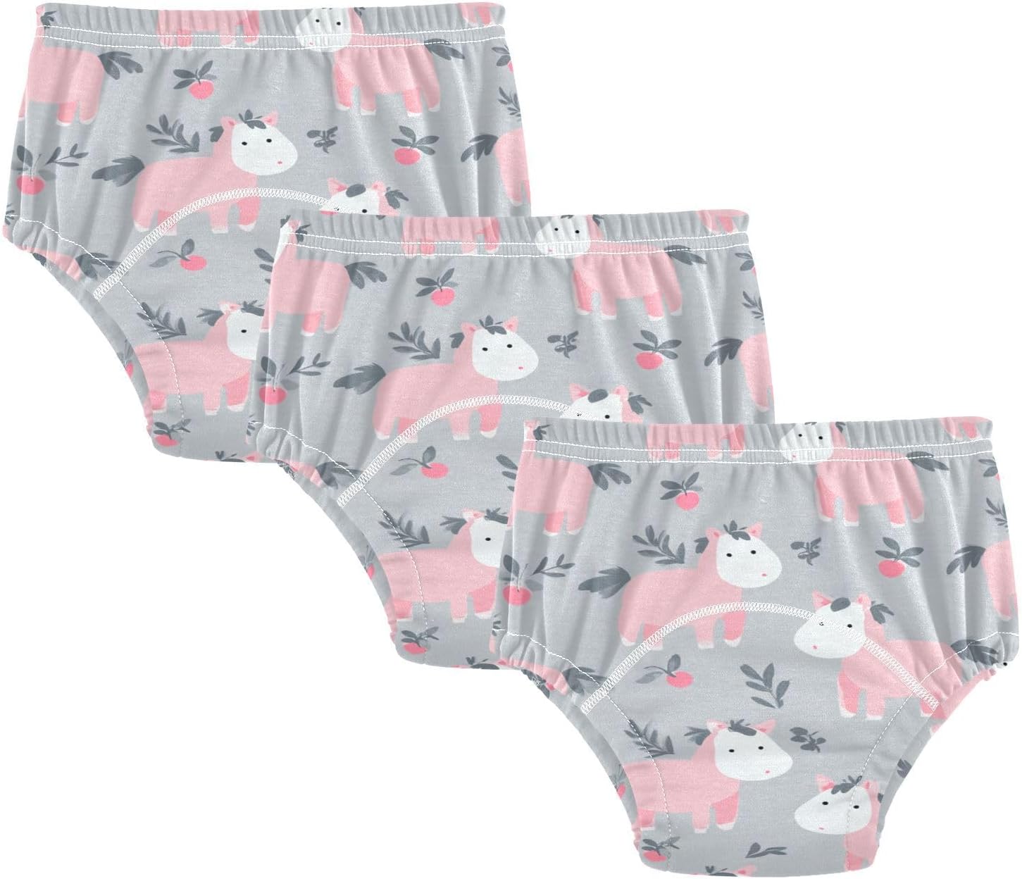 Little Girls Potty Training Pants Absorb Water Cute Pony Guava Gray Traing Underpants Sleep Underwear for Toddler
