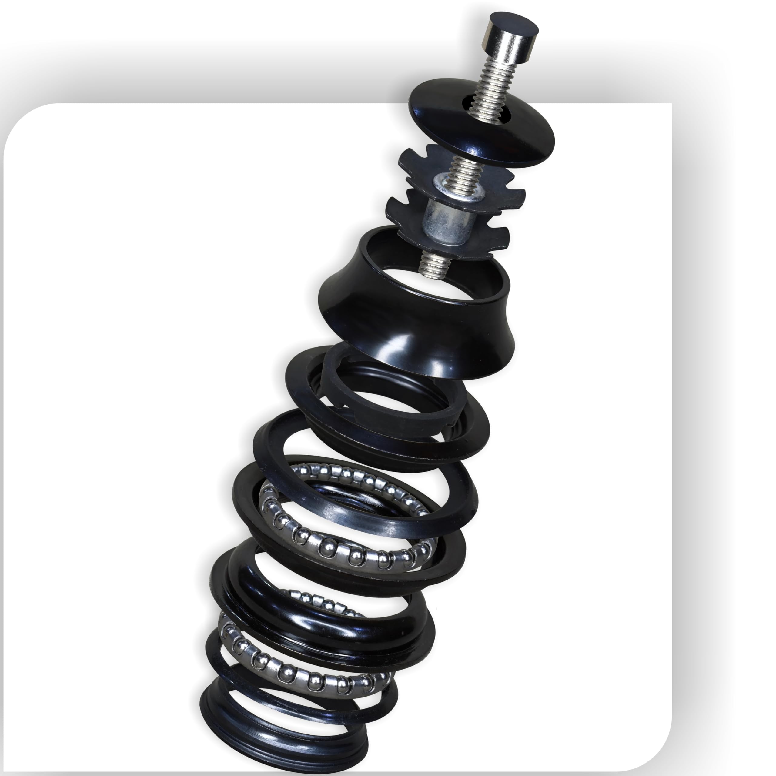 Bicycle Headset Kit 13-Piece for Threadless Forks | Fits 44mm Head Tube | 1-1/8" Fork | Cones, Crown Race, Bearings