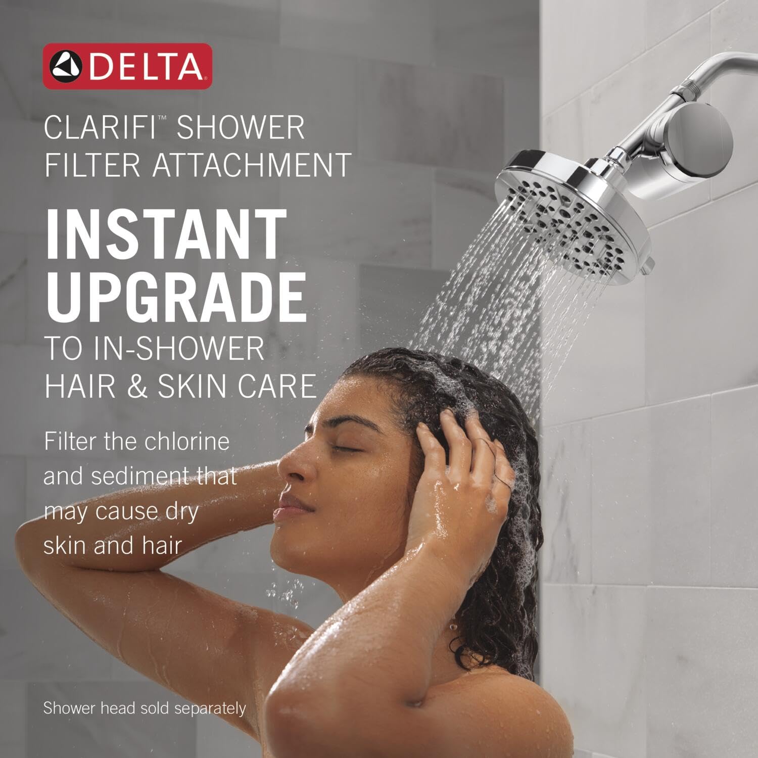 Delta Bateria Clarifi Standardowa nasadka filtra prysznicowego z filtrem, filtr prysznicowy z twardą wodą, filtr głowicy prysznicowej, chrom 7SF100