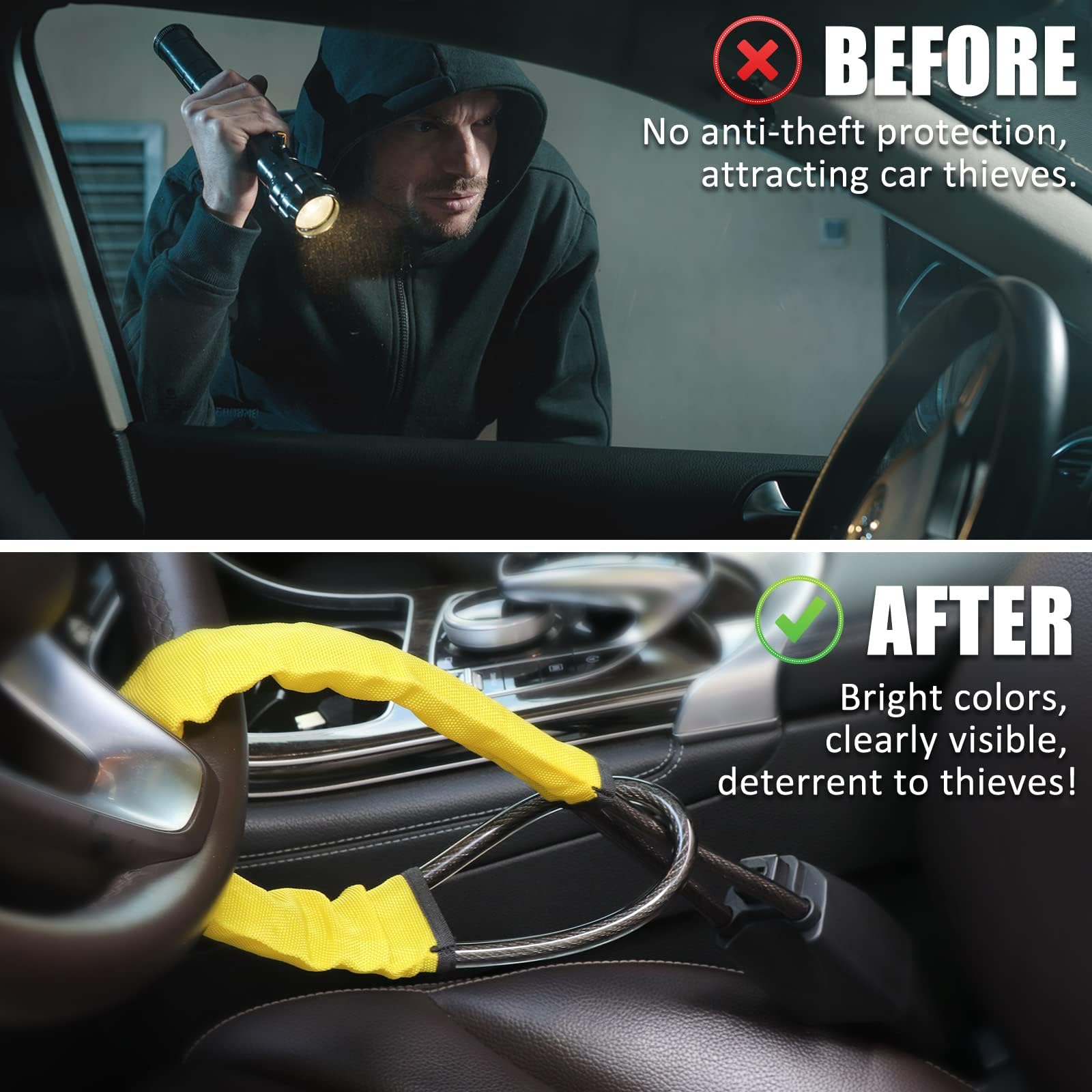 Bloqueo de Volante para Coche, para BMW X3 E83 F25 G01 G45 X4 G02 F98, Dispositivo de Bloqueo Antirrobo de Bloqueo del Cinturón de Seguridad Auto Universal,C