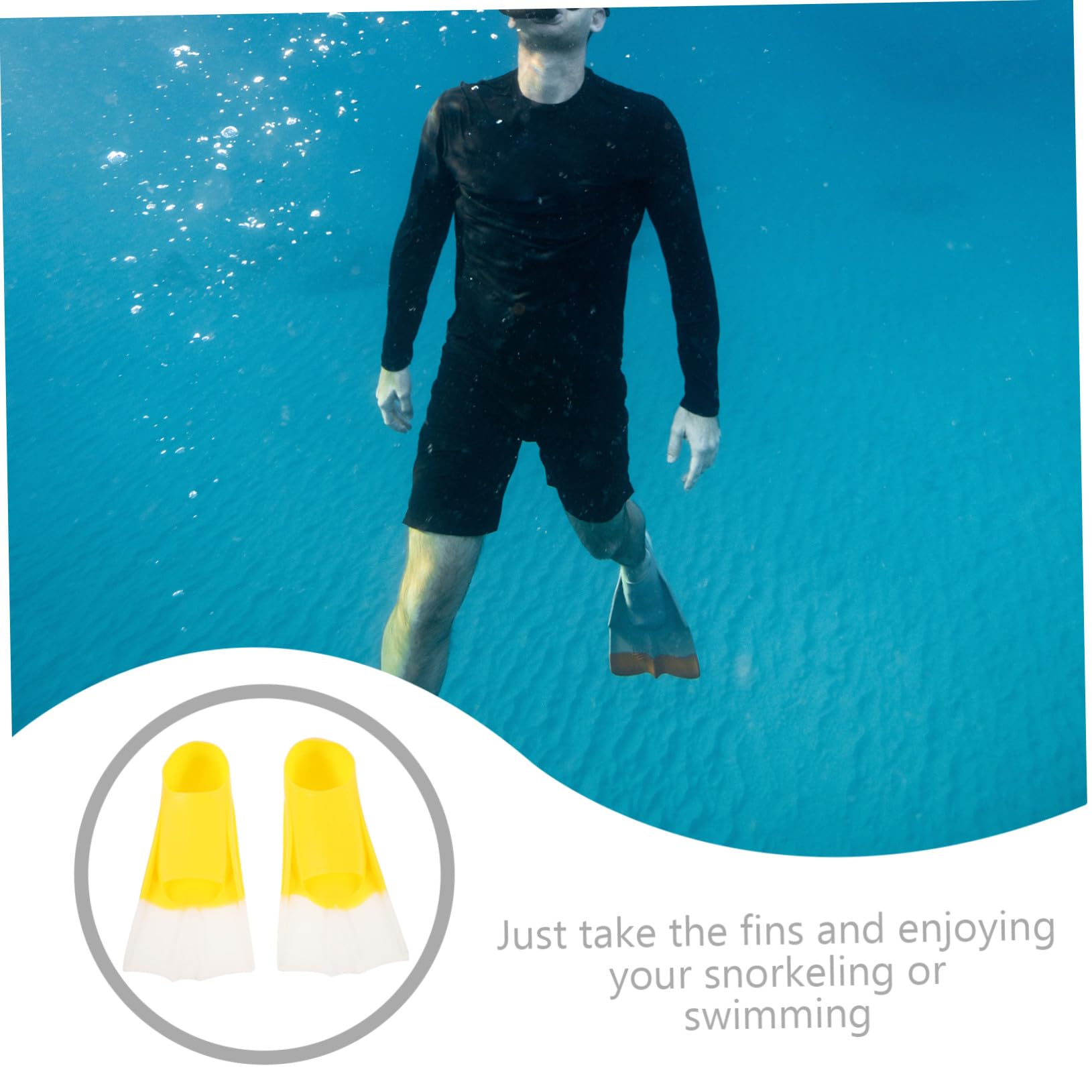 Pinne da Immersione Corte in Silicone 2 Pezzi Giallo Bianco | Adulti, Uso Mare e Piscina, Leggere e Flessibili, Formato Pratico da Portare