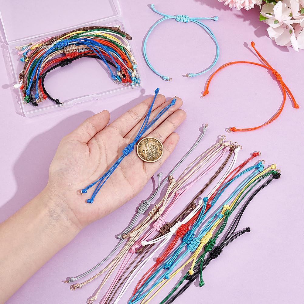 UNICRAFTALE 30Pcs Adjustable Braided Bracelets 15 Colors Waxed Polyester Bracelet Cord 11.8Inch Half Finished Rope Bracelet Twisted Cord Friendship Bracelets for Women DIY Jewelry Making - Image 2