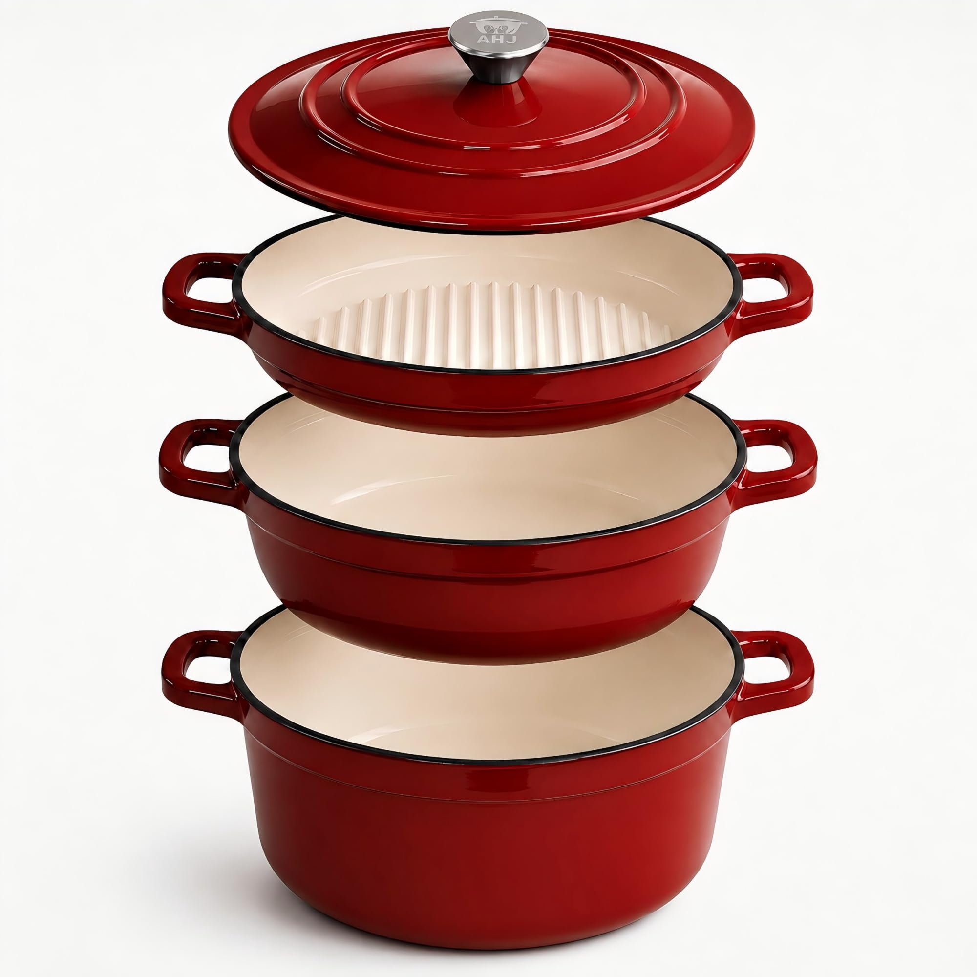 Enameled Cast Iron Dutch Oven Set, 4-Piece