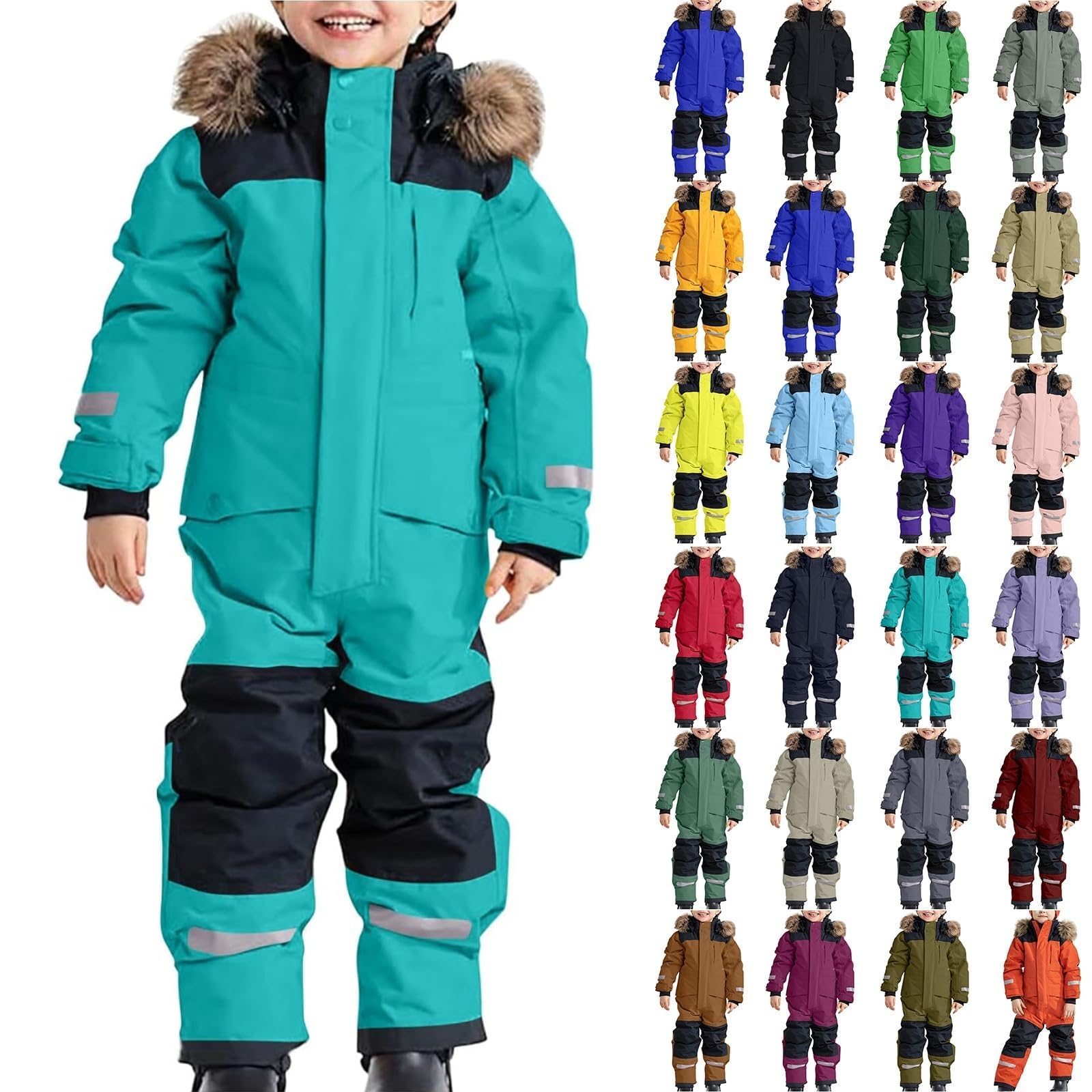 Tuta da Neve per Bambine e Bambini, Un Pezzo, Impermeabile e Antivento, Tuta da Sci, Calda, Invernale, per Giocare sulla Neve all'aperto