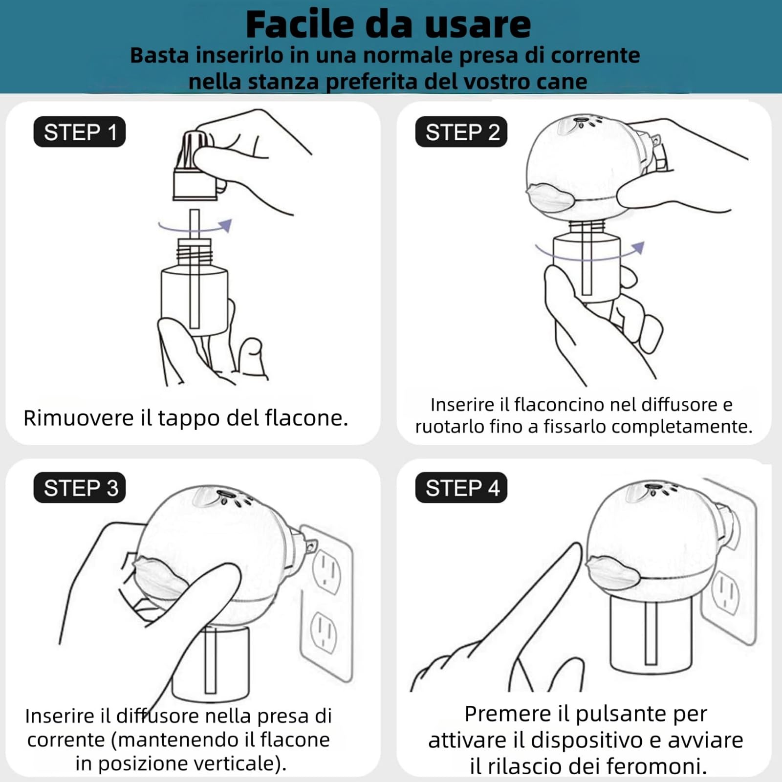 MEIION Ormeo Pet Diffusore,Diffusore Calmante per Cani,Feromoni Antistress,Aiuta i Cani Ansiosi a Rilassarsi,Facile da Usare,Adatto per Situazioni di Stress