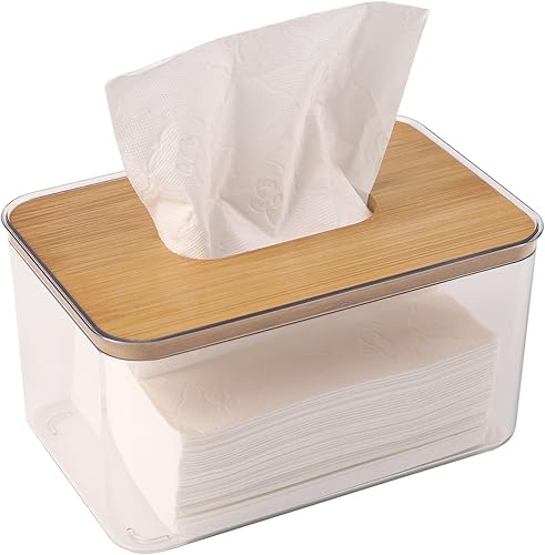 Caja de pañuelos de acrílico, soporte de hoja de secadora de acrílico para cuarto de lavado, dispensador de hojas de secadora transparente de mesa