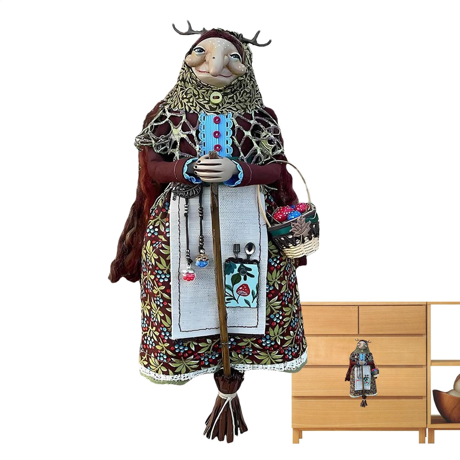 Poupée de sorcière de cuisine : statue rustique pour déco de maison