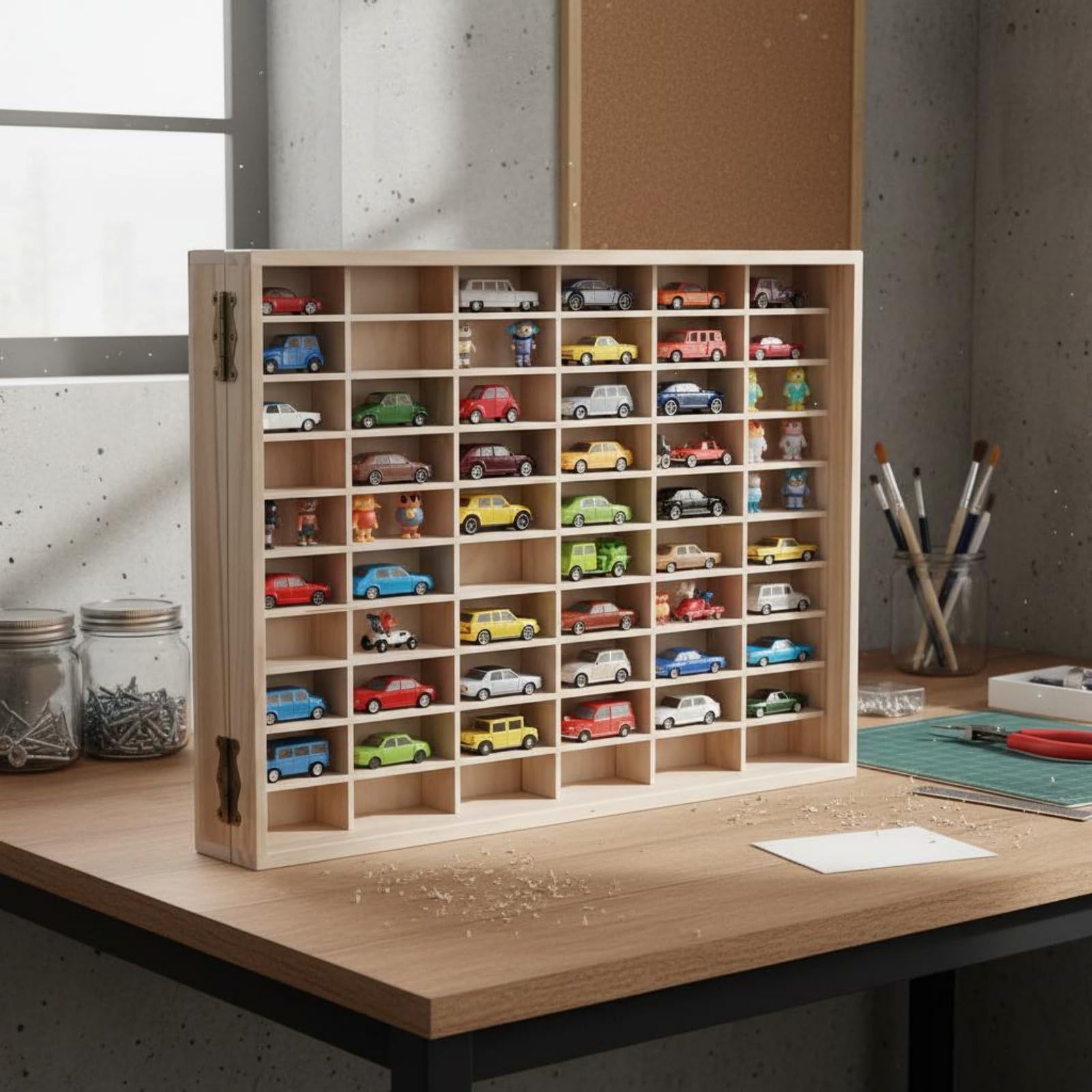Holz Auto Modell Vitrine Platzsparend Modellauto Vitrine Dekorativ Sammler Vitrinenschrank für Wohnzimmer