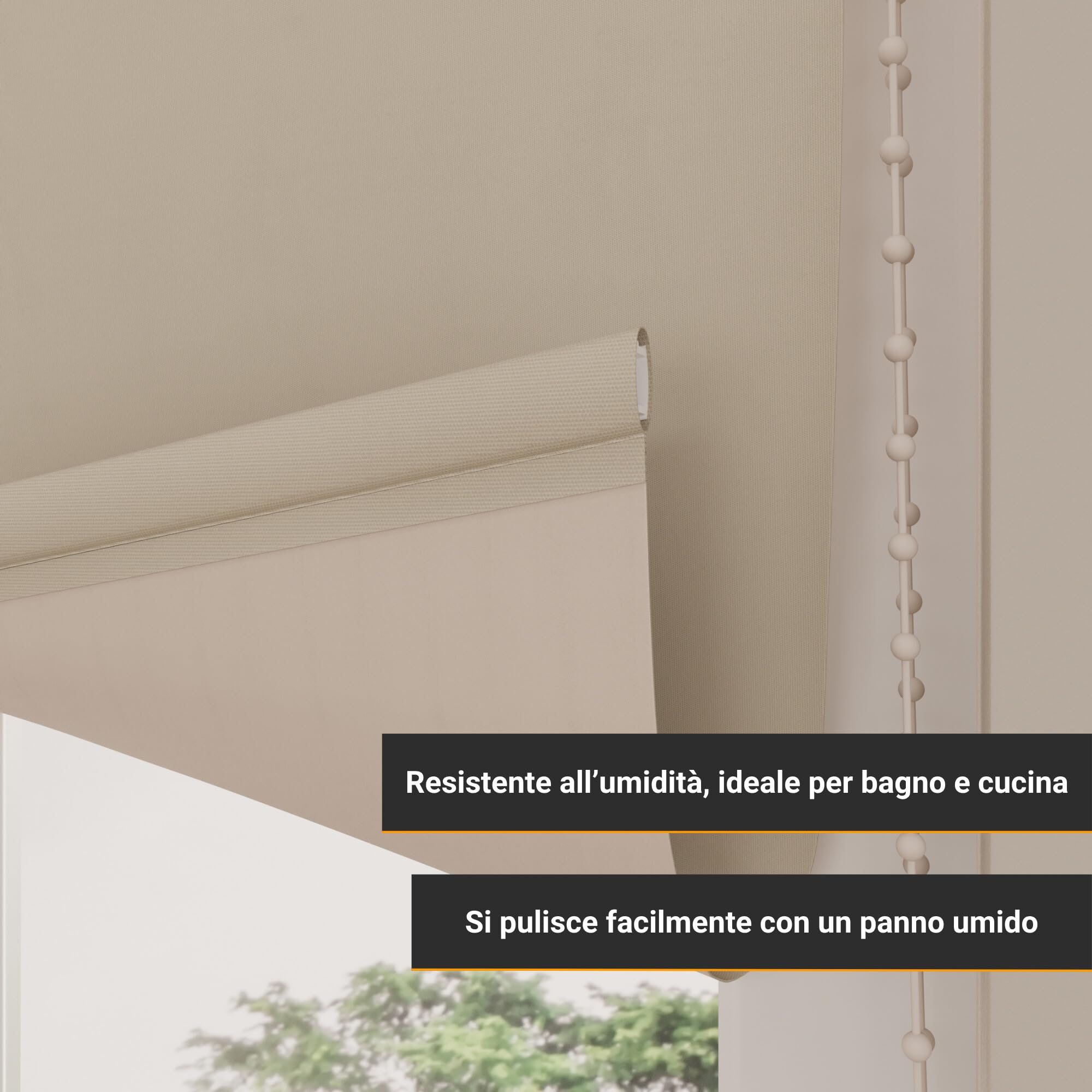 DTCH® Tenda a rullo oscurate senza fori 140 x 190 cm (LxA) sabbia, disponibile in larghezze da 40 a 240 cm, inclusi supporti a pinza, accorciabile autonomamente, tende a pinza