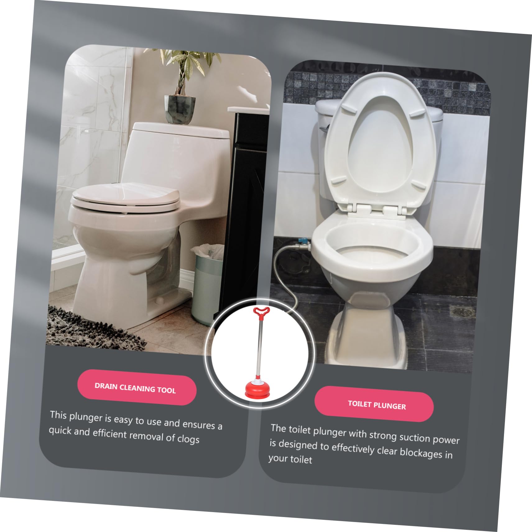 Healeved Ventosa Stura WC con Manico in Acciaio Inox, PVC, Rapida | Casa e Luoghi Pubblici, Compatto e Salvaspazio, Uso Ampio, Accessorio Bagno Colore Casuale