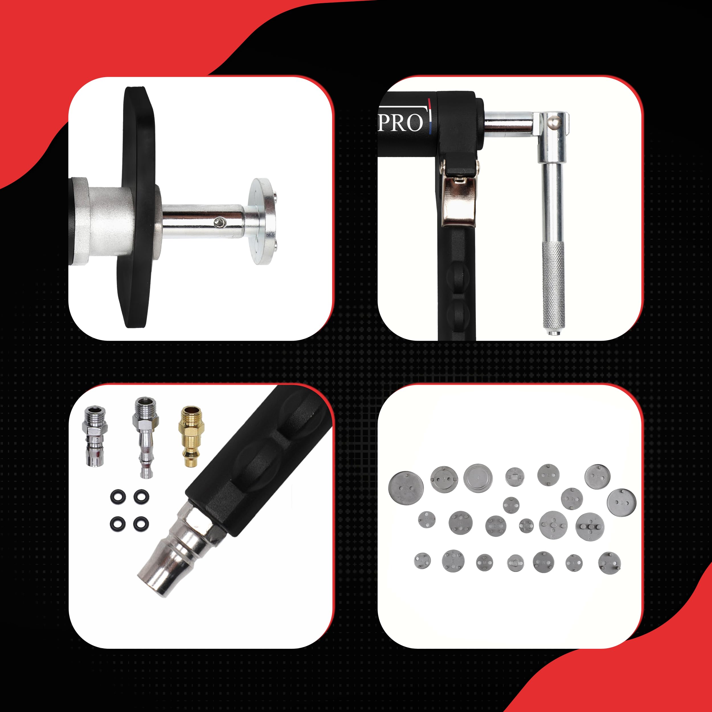 Repousse Piston de Frein Pneumatique - Rotation Gauche & Droite - 27 Pièces Coffret Professionnel Multimarque - Outillage Mecanique Auto - Marque Française