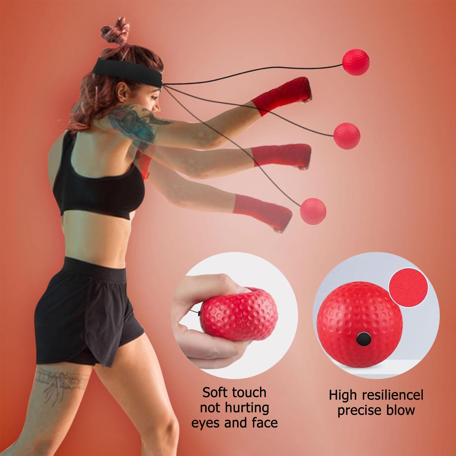 Palla Da Boxe Riflessa AOMiGT - 2 Pezzi Con Fascia Regolabile, Per Allenamento Velocità E Coordinazione - Foto 10