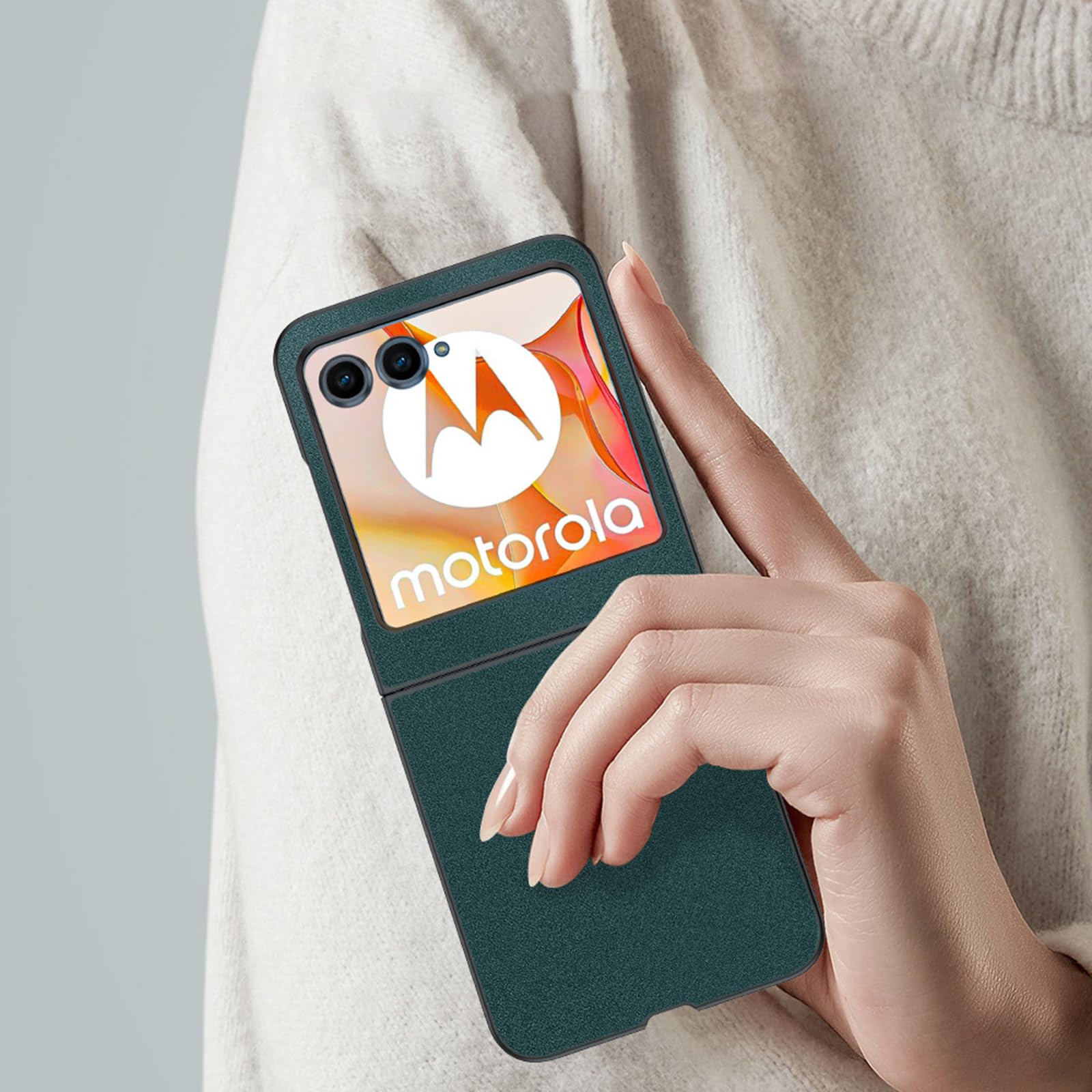 Zielony, 60, Etui na Motorola Razr 60, Luksusowa Skóra Slim Fit Odporny Na Wstrząsy Pokrowiec Ochronny Lekki I Cienki Styl Biznesowy