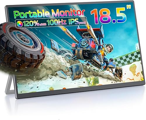 Monitor portátil de 18.5 pulgadas, 100 HZ 120% sRGB 1080P FHD IPS Monitor portátil grande para portátil USB C Mini HDMI HDR monitor portátil con
