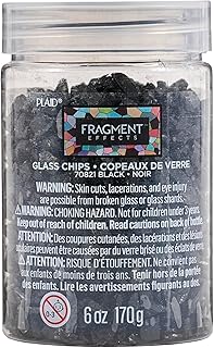 FRAGMENT EFFECTS, Black, 6 oz Glass Chips, Jar, for DIY Arts and Crafts ...