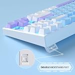 MageGee 75% Clavier de jeu mécanique, commutateur bleu, LED Bleu rétroéclairé, 87 Clés Compact TKL Claviers filaires pour ordinateur portable Windows PC Joueur - Bleu/Blanc