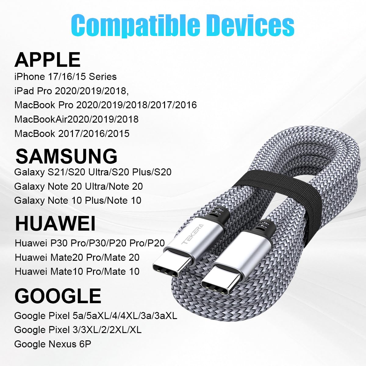 Cavo da USB C a USB C, cavo da USBC a USBC PD Cavo di ricarica rapida di tipo C Cavo di ricarica USB C (60 W (2 m)