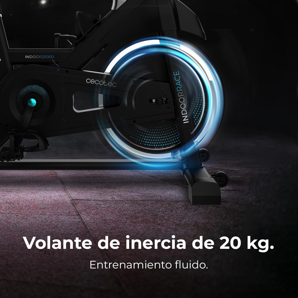 Cecotec Bicicleta Estática Indoor con Volante de Inercia de 16 a 25 Kg DrumFit Indoor 20000 Race. Pulsómetro, Pantalla LCD, Soporte Dispositivos y Botella, Manillar Deportivo, Ruedas, Sillín Ajustable