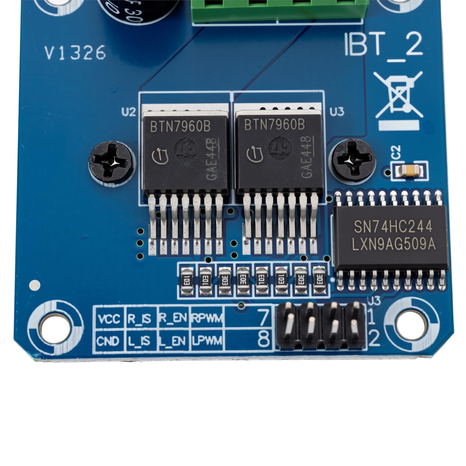 Set di 2 moduli driver motore ad alta potenza BTS7960 43A, ideali per Arduino con funzione di limitazione della corrente e adatti come moduli driver per auto intelligenti
