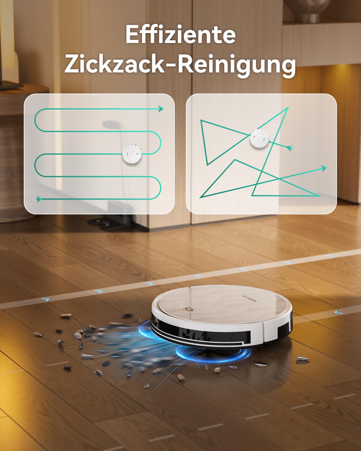 Tesvor Saugroboter mit Wischfunktion - M2 Staubsauger Roboter,6000Pa Starke Saugkraft Roboterstaubsauger,Selbstaufladend,WLAN, 5100 mAh +180 Min.Laufzeit Ideal für Tierhaare,Teppich,Hartboden.