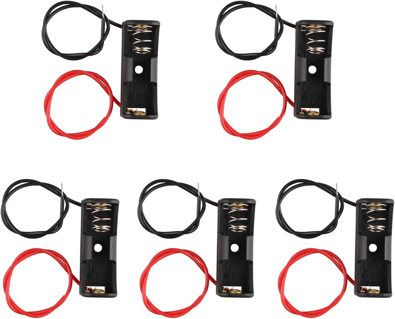 5Pcs 12V A23L 23A Plastic Spring Clip Battery Holder Case Storage Box with Wire Leads Black