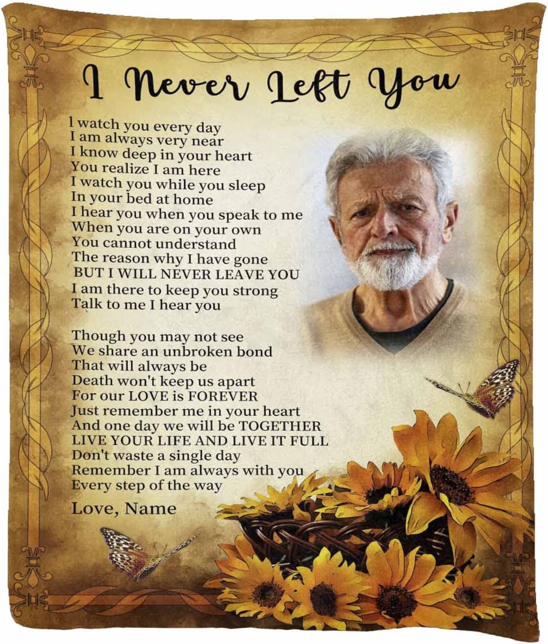 Vesserd Personalized Memory Blanket with Pictures for Loved Deceased I Will Never