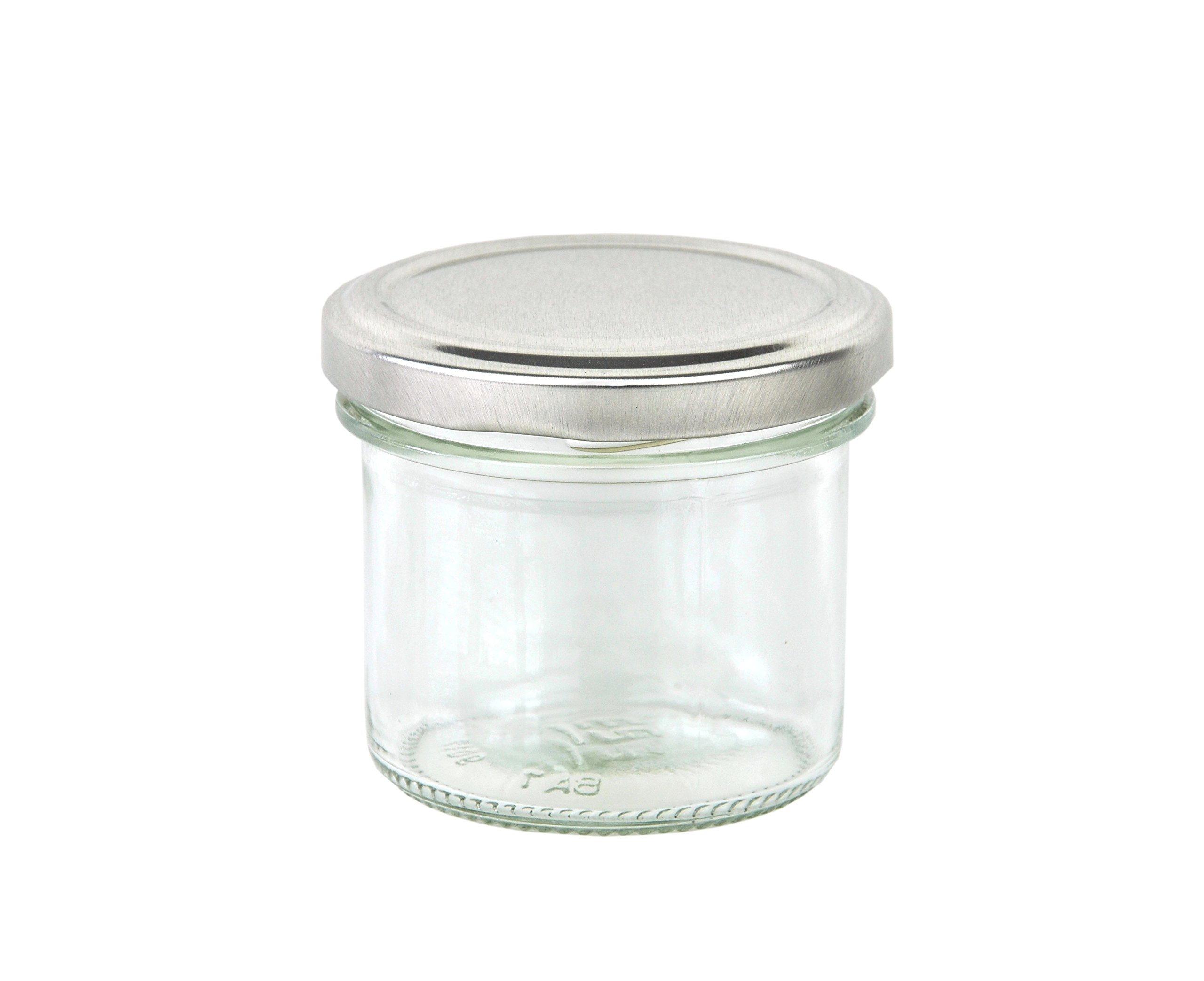 MamboCat Lot de 48 bocaux en verre de 125 ml avec couvercle To 66 argentés Avec livre de recettes [français non garanti]