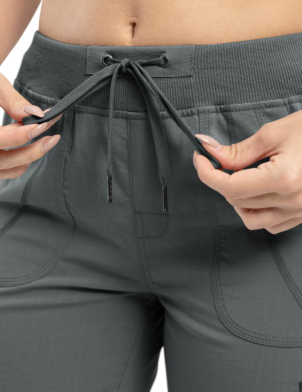 donhobo Damen Outdoor Cargohose 3/4 Sommer Casual Caprihose Jogginghose Stretch Leichte Schnelltrocknend Atmungsaktiv Reisen Wanderhose mit 6 Taschen