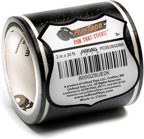 Miniatura 9 de Cinta negra de 30 x 4 pulgadas cinta negra de auto ideal para niños rollo de pegatinas para sets de carros y trenes se pega al piso y las paredes se