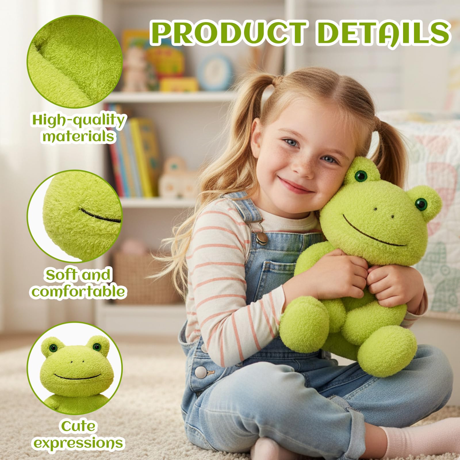 Frog Teddy, Soft Plush Frog Toy, 25cm Green Frogs Plush, Cute Frogs Gift for Kids and Collectors Stuffed Animal with Premium Material - Image 3