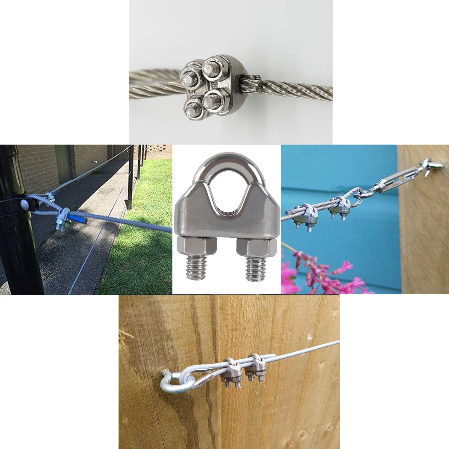 M3 Wire Rope Clip Clamp 304Stainless Steel Cable Clip, U Bolt Saddle