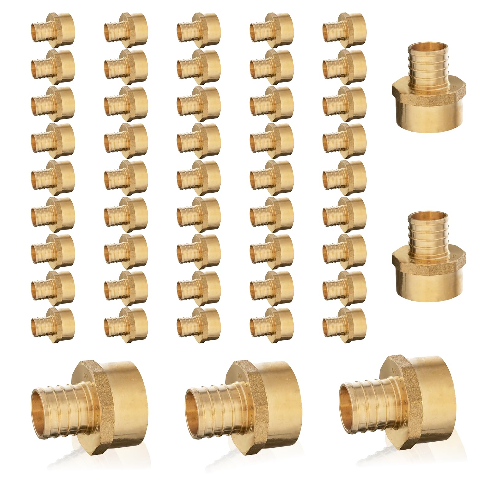 EFIELD Pex - Adaptador NPT hembra de 1/2 pulgada x 1/2 pulgada, accesorios de crimpado de latón para aplicación de fontanería potable, ASTM F1807, (PEX1807035-50PCS)