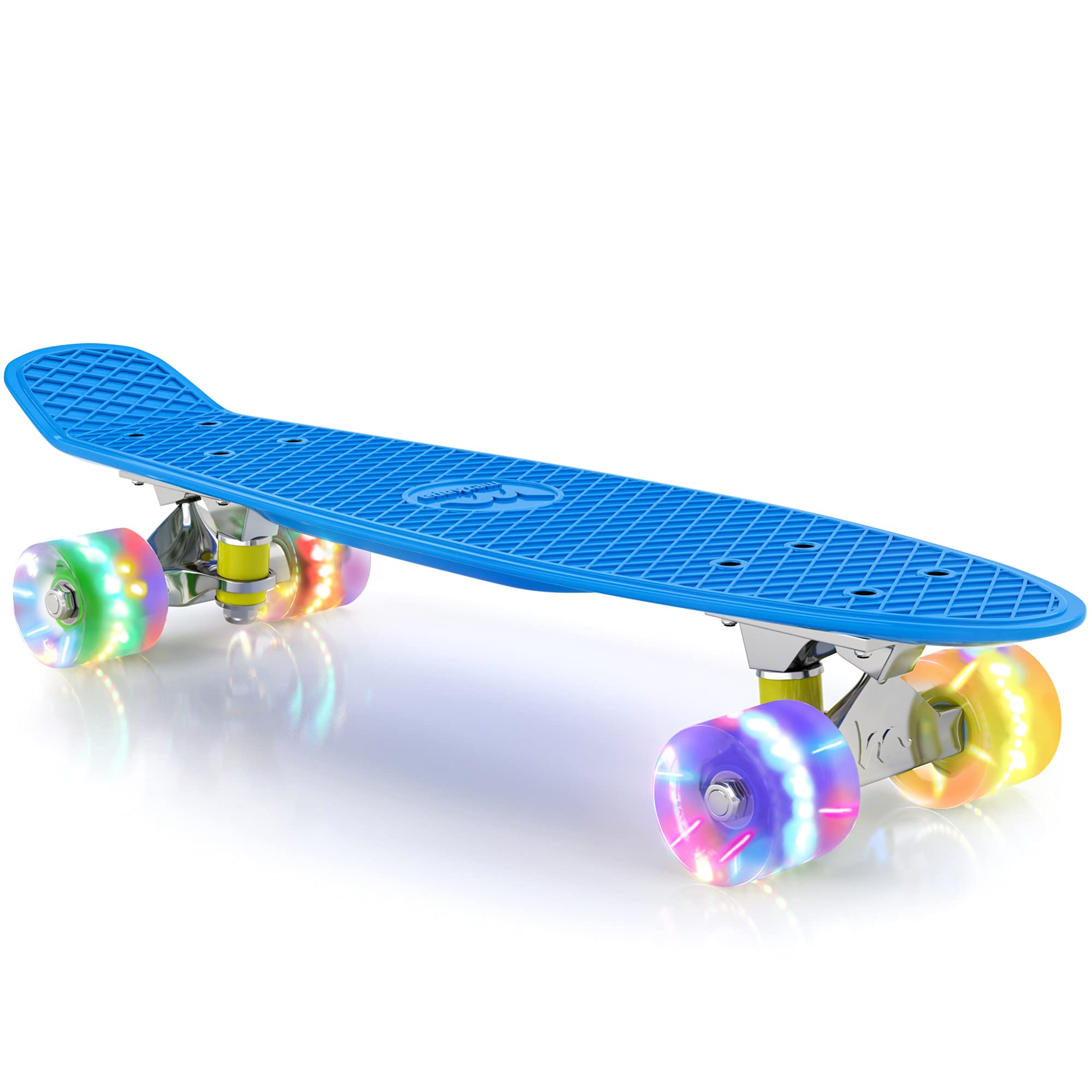 Merkapa 22" Complete Skateboard with Colorful LED Light Up Wheels for