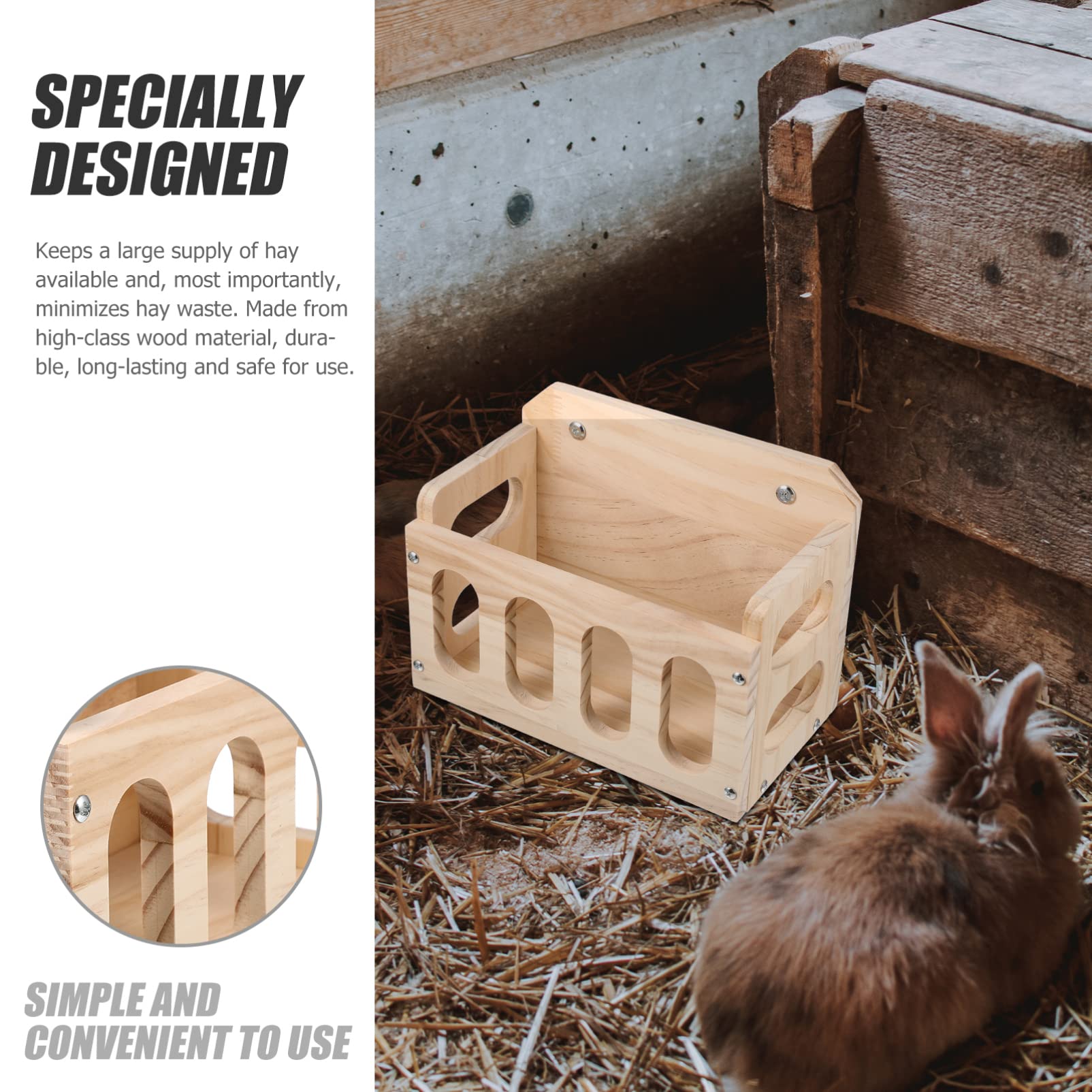 Happyyami Alimentador De Heno para Conejos Y Animales Pequeños Comedero De Heno para Jaula Contenedor De Fácil De Instalar para Hámster Chinchilla Y Conejillo De Indias 9.25X6.69X5.31In