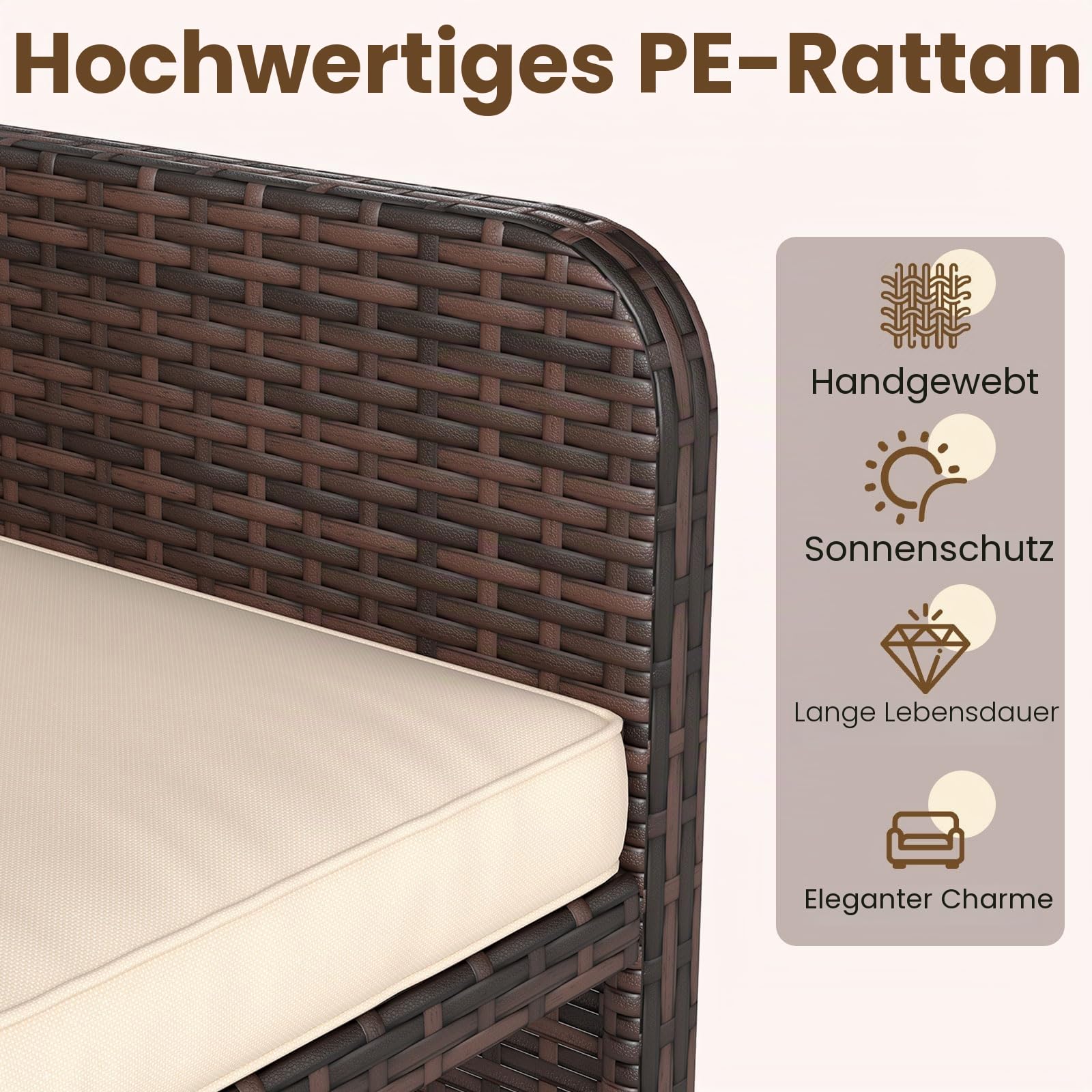 GIANTEX Gartenmöbel Set, Balkonmöbel Kleiner Balkon, Lounge Möbel 5-teilig
