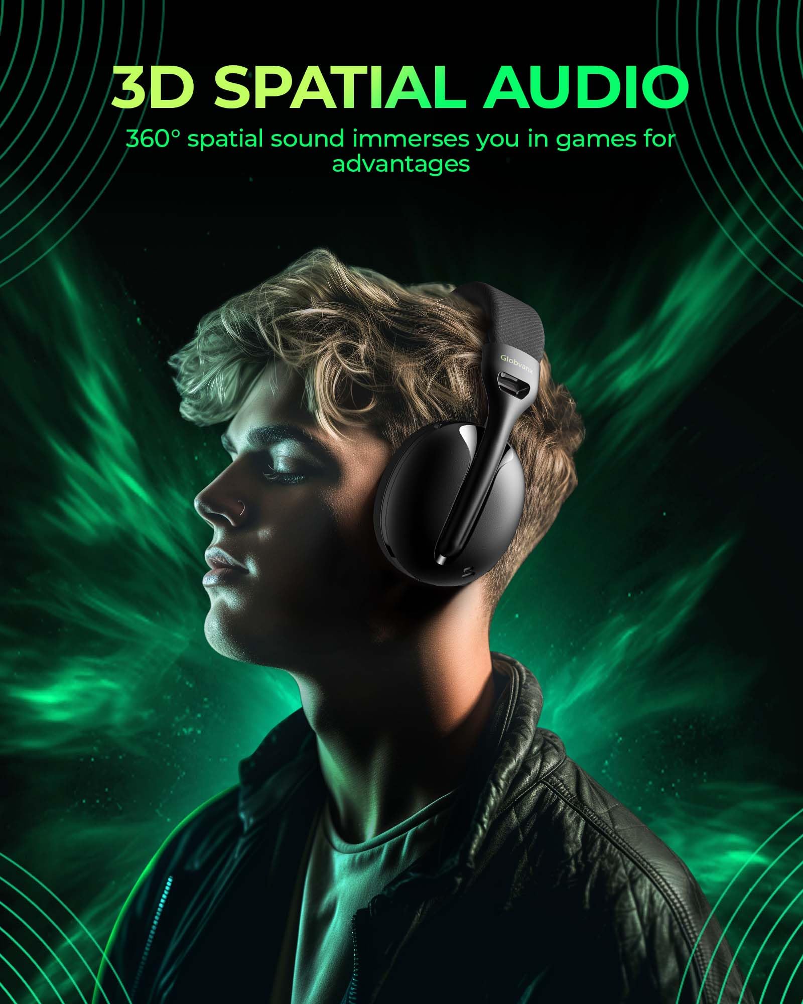 Wireless Gaming Headset for PS5, PS4, PC, Mac, Switch, 2.4GHz Gaming Headsets with Bluetooth 5.4, Hidden ENC Noise Canceling Mic, 35H Battery, 3D Spatial Sound, 3.5mm Wired - Black