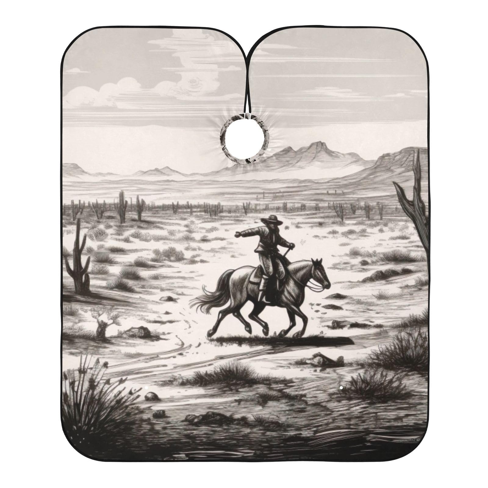 SDMKA Vintage Western Cowboy Professional Barber Cape Waterproof Hair Cutting Salon Cape with Snap Closure Multifunctional Barber Apron for Men and Women