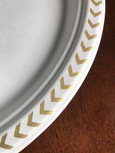 Miniatura 3 de Paquete de platos desechables para fiestas en oro: resistente, elegante, ecológico, biodegradable sin árboles, juego de platos de papel de caña de
