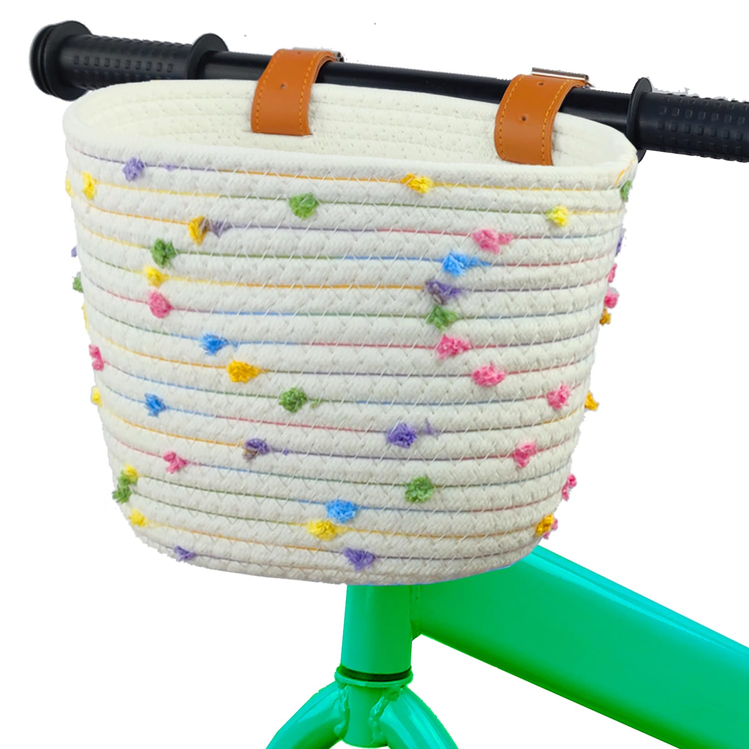 Photo 1 of Mkuero Kids Bicycle Basket, Woven with Sisal Rope, Decorative Accessory for Kids' Balance Bikes, Scooters and Tricycles
