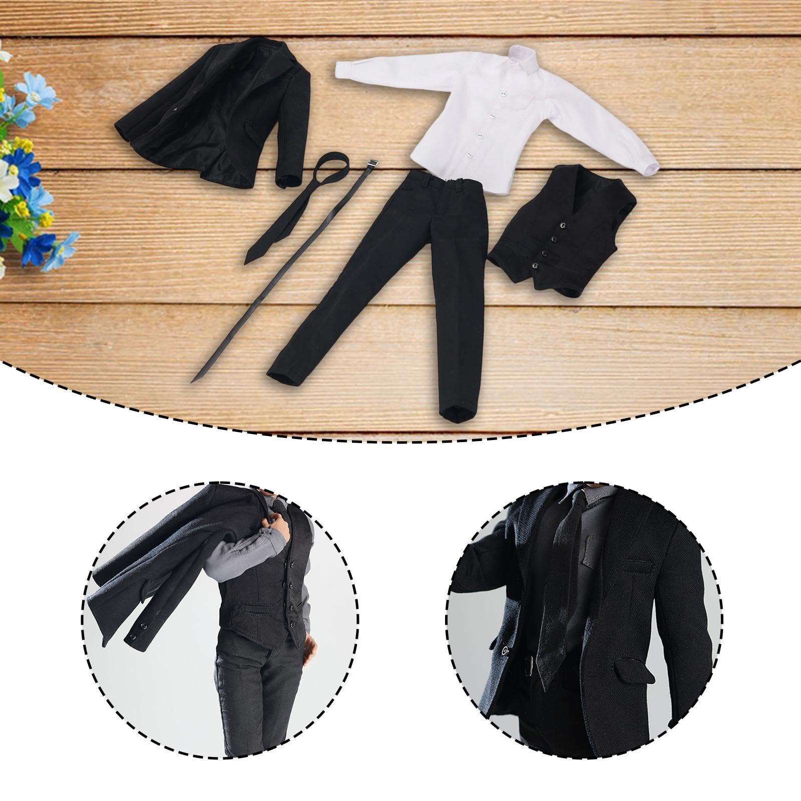 Oshhni 1/6 Figuren Herrenanzug Mini-Kleidung Anziehpuppen Realistische leichte Puppenkleidung Uniform für 12 Zoll männliche Figuren Körperzubehör