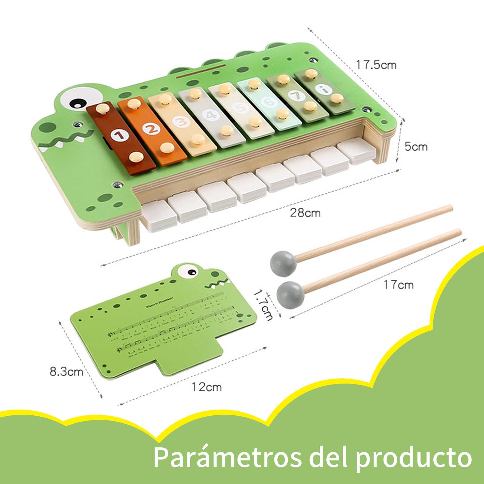 Juguetes Montessori 2 3 4 5, Juegos Niños 3 Años, Instrumentos Musicales Infantiles, Piano Infantil, Xilófono, Habilidades Motoras Finas, Juguetes de Madera, Regalo Niño Niña 2-5