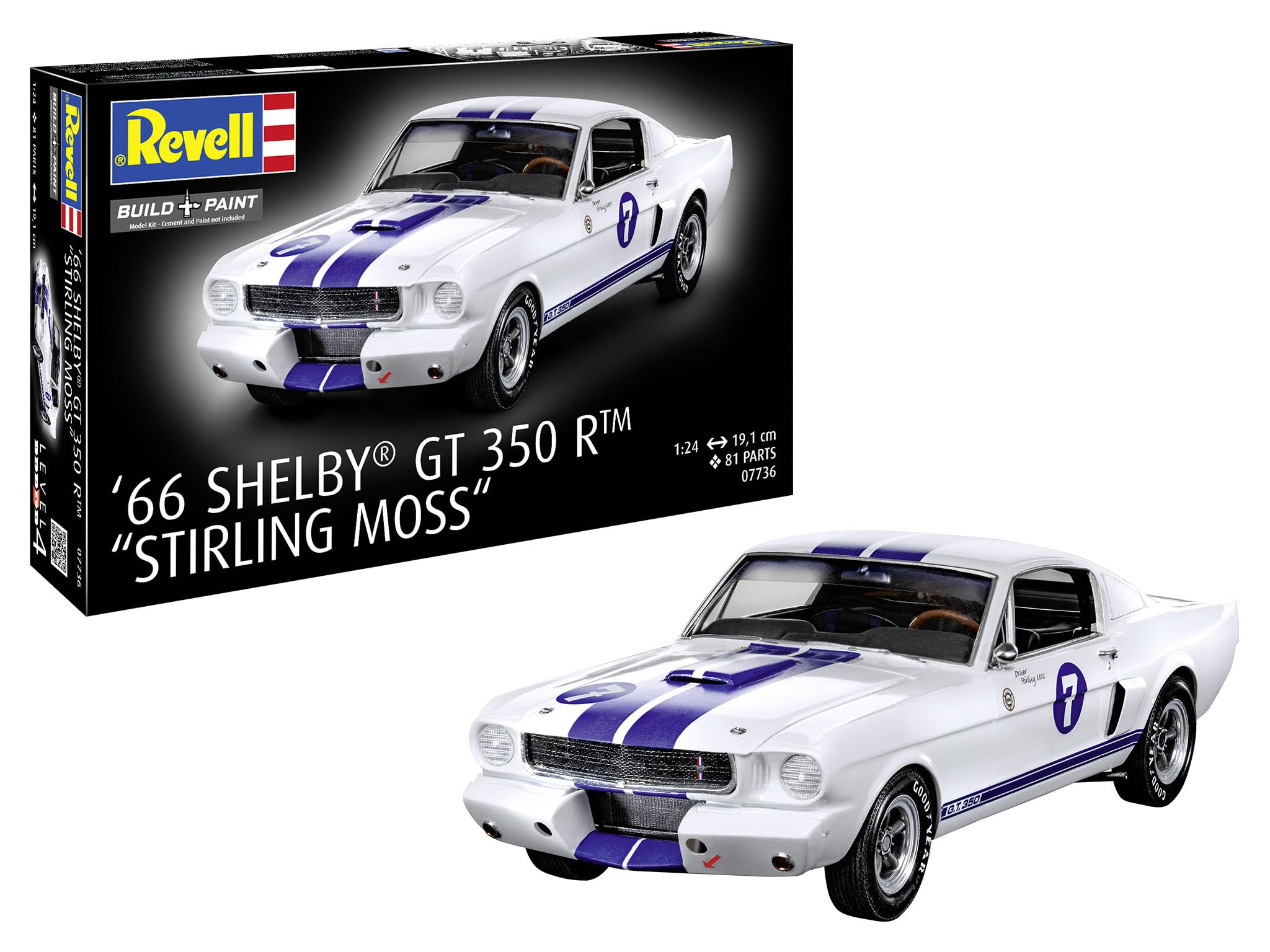 Revell 07736 1966 Shelby GT 350 R Stirling Moss 1:24 Scale - Unbuilt/Unpainted Plastic Model Kit