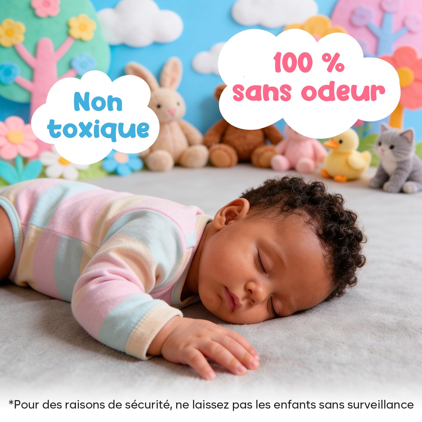 Tapis de Jeu Bébé 150x150 cm – Tapis Bébé Épais 3 cm Mousse à Mémoire de Forme – Non Toxique – Grand Tapis d’Éveil et de Motricité – Antidérapant, Doux et Confortable - Avec Maman