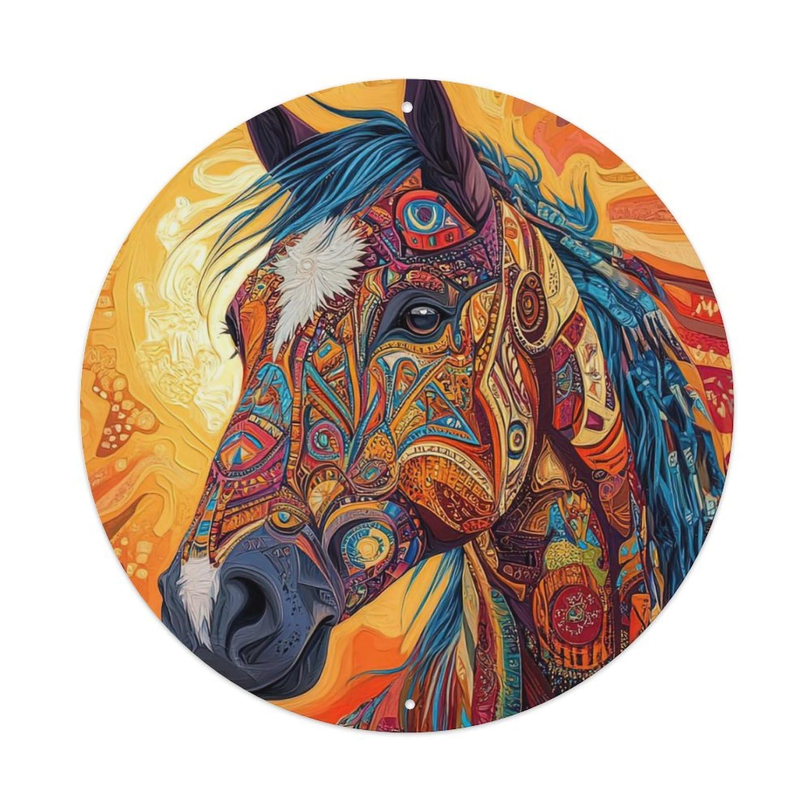 Animal Abstract Horse Artwork Vintage Metal Tin Sign Plaque Wall Decor for Cafe, Club Bar, Office, Garden Metal Poster 8x8Inch