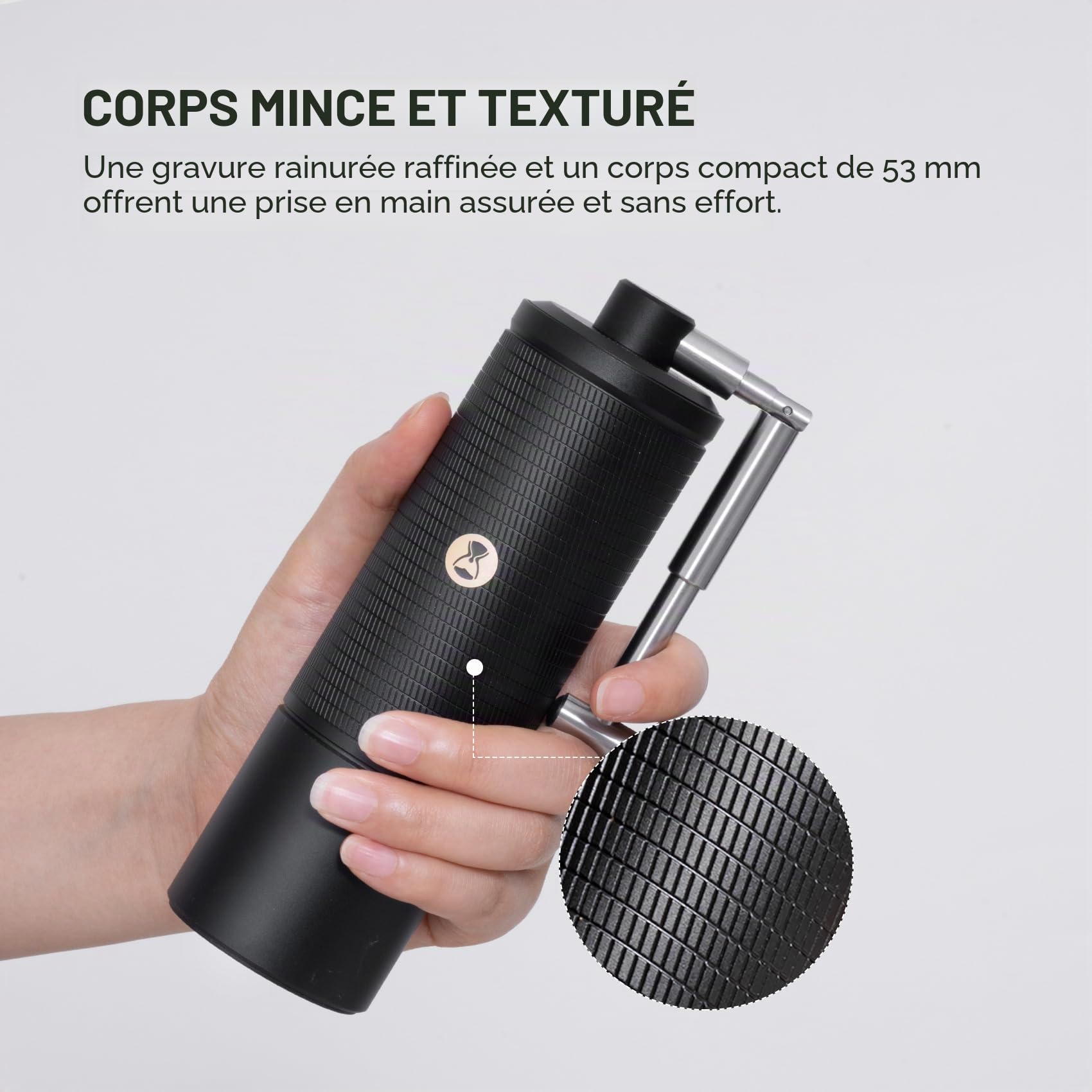 TIMEMORE C5 ESP Pro Moulin à café manuel avec broyeur conique S2C-042-III, réglage de précision de 0,015 mm, moulin manuel portable entièrement en métal pour expresso/presse française/pour over - Noir