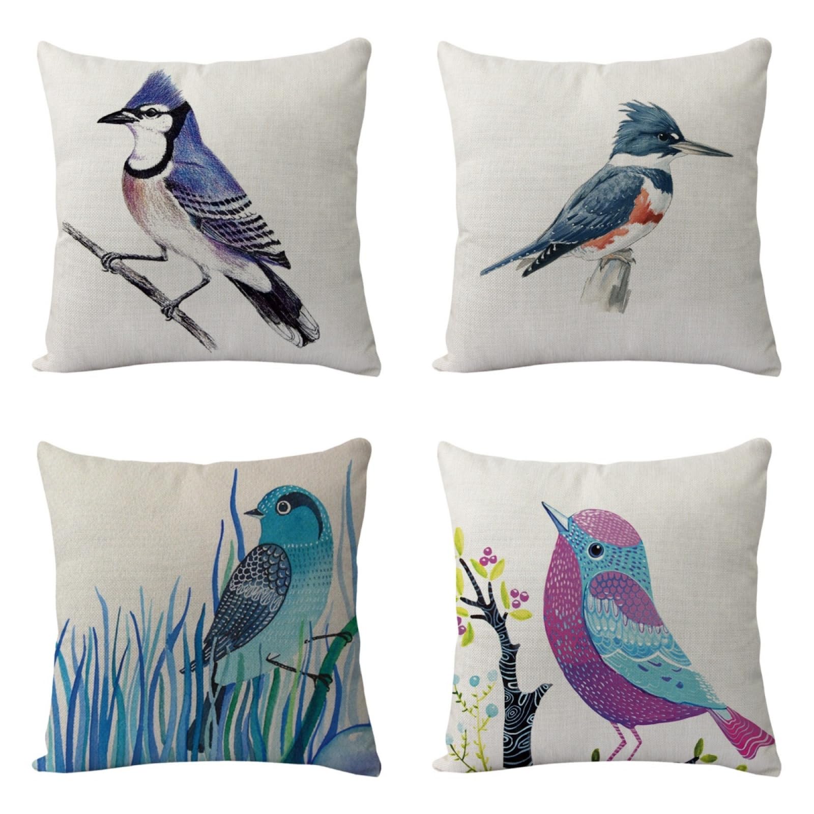 Fundas Cojines Sofa Púrpura Azul Verde Cushion Covers 80x80/4 Pcs | Engrosar Algodón Lino,Transpirabilidad,con Cremallera Oculta,Lavable,para Sofá Cama Silla Habitacion Salón Decoración Hogar